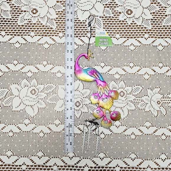 NWT Peacock Wind Chime Rustic Metal Garden Patio Outdoor Yard Home Decor Bells - Picture 8 of 13